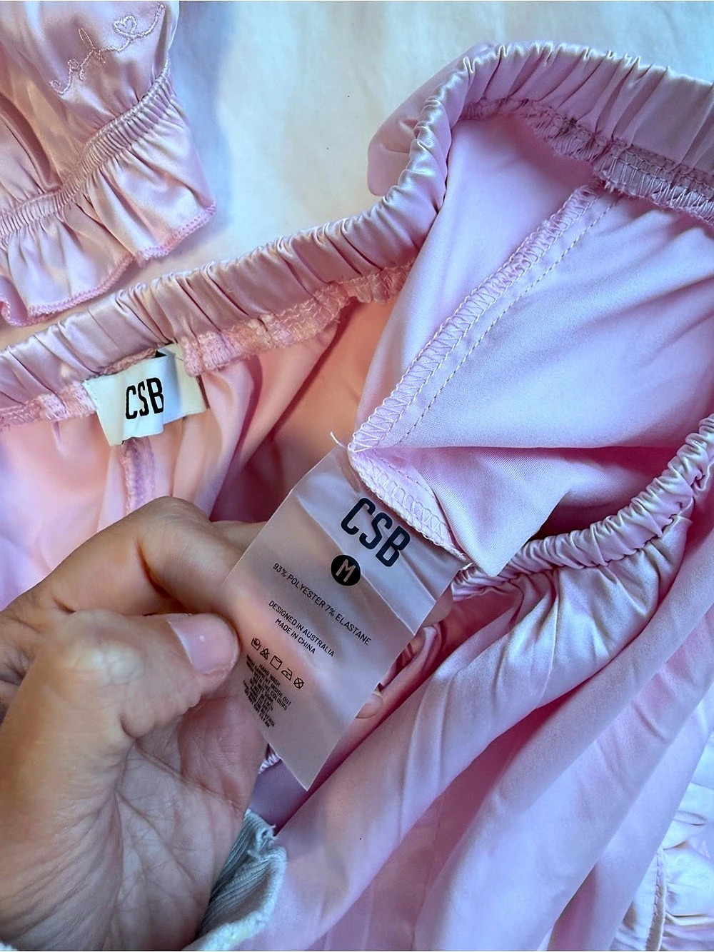 NEW CSB Pink Ruffled Pajama Set Size Medium - Picture 2 of 2